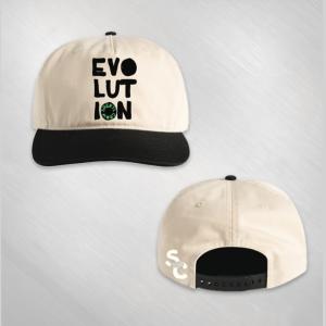 Embroidered Evolution Graphic on Natural Hat with Black Bill